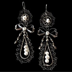 Oaxacan Natural Pearl Sterling Silver Chandelier Earrings